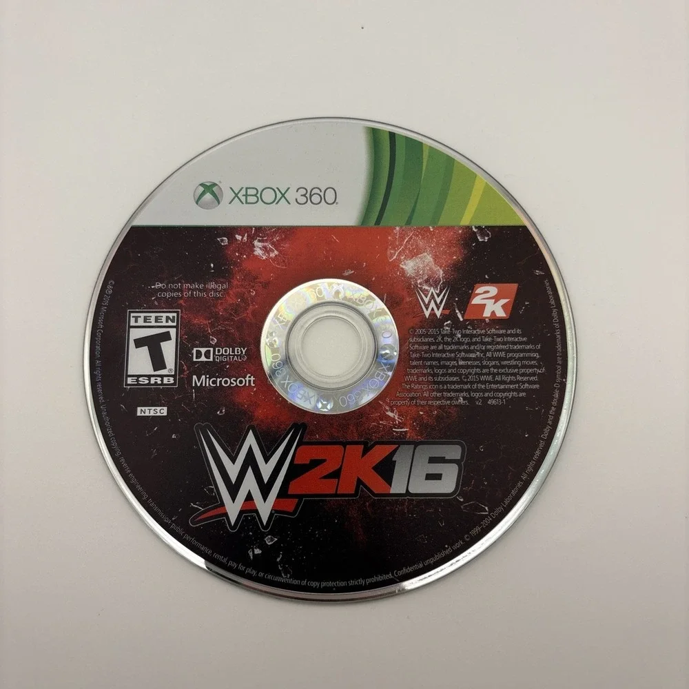 WWE 2K16 Xbox 360 Video Game Microsoft Wrestling Disc Only Sports Game Generic C
